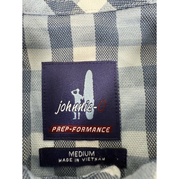 Johnnie-O Mens Performance Shirt Sz Medium Dallas National Golf Club Blue Plaid - Picture 6 of 8